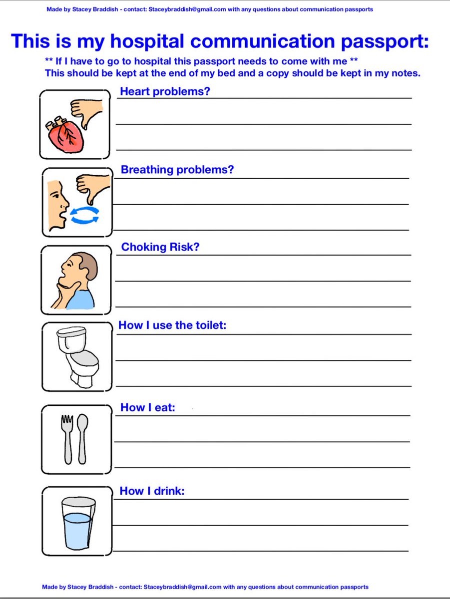 Spent the past few days making this medical communication passport for my brother Synan, who has autism 😊
Really useful for anyone who finds it difficult to communicate using speech.
Posting here so anybody who wants to use it can fill it in!
Feel free to RT! ☺️ @AsIAmIreland