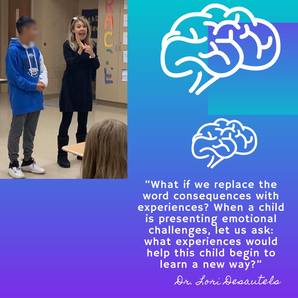 desautels_phd's tweet photo. To shift our lens of discipline, we are going to have to redefine our understanding of the term consequences! #traumaresponsive #appliededucationalneuroscience #newlensfordiscipline #touchpoints #emotionalregulation #brainstatesnotbehavior https://t.co/Y2MpZx07FQ