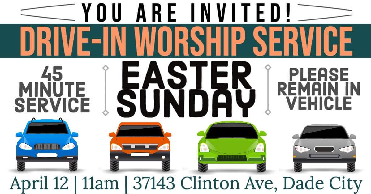 SHDadeCity's tweet photo. Drive-in Easter Service #ResurrectionSunday #DriveINChurch https://t.co/YIkx38mSRt