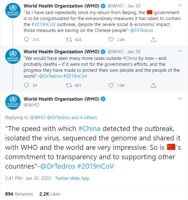 The WHO convened soon after to decide what to do, and after a day of meetings decided to meet in a week. That next meeting was 1.30. At the end of that meeting they decided to declare a "Public Health Emergency of International Concern" But observe the framing again: 12/n