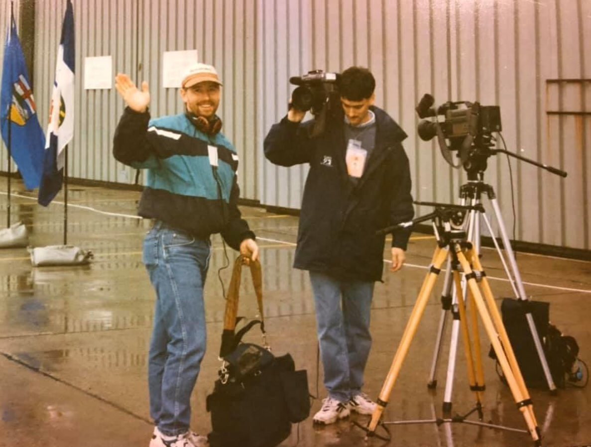 bmosher007's tweet photo. Throwback to 1997. Myself and Brian Tremblett waiting for Prince Phillip’s plane to arrive. https://t.co/MUFUcIi7Qc