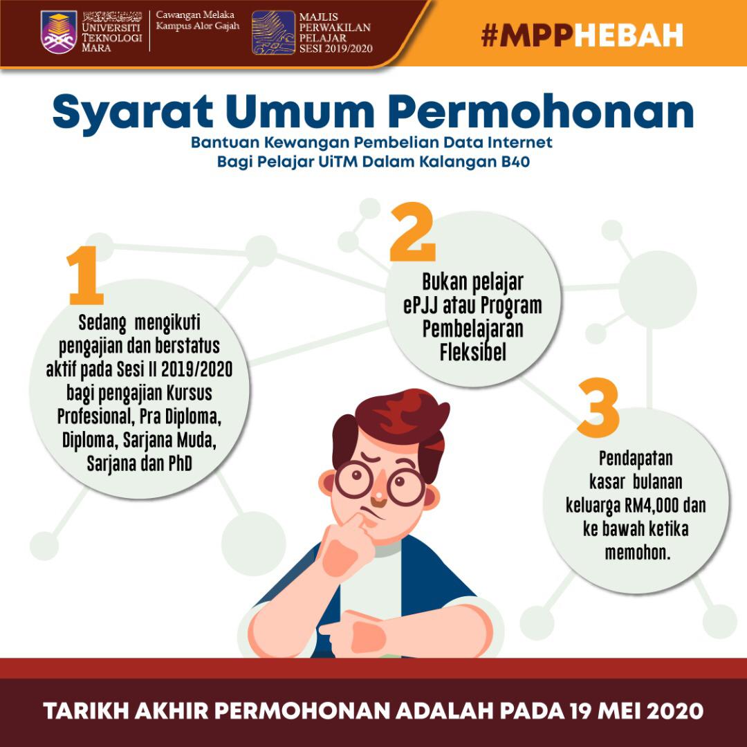 TunSabariah's tweet photo. Bantuan kewangan pembelian data bagi pelajae UiTM dalam kalangwn B40. Terima kasih UiTM! @MPPUiTMKAG #UiTMDiHatiku #StayAtHome https://t.co/ypmzmKWQVj