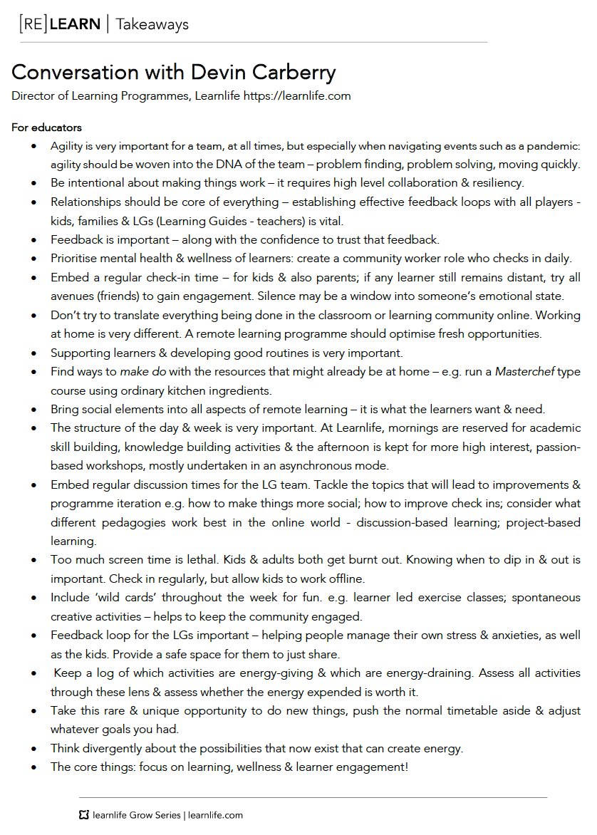 Stephen_H's tweet image. ‘Focus on core things: learners, wellness &amp;amp; learner engagement’: 5th video in #relearn2020 series with @devincarberry from @wearelearnlife bit.ly/3ccxm8a. Devin talks of experience moving the Learnlife Barcelona learnlife.com/barcelona #edchat #learn 
#hope #stayathome