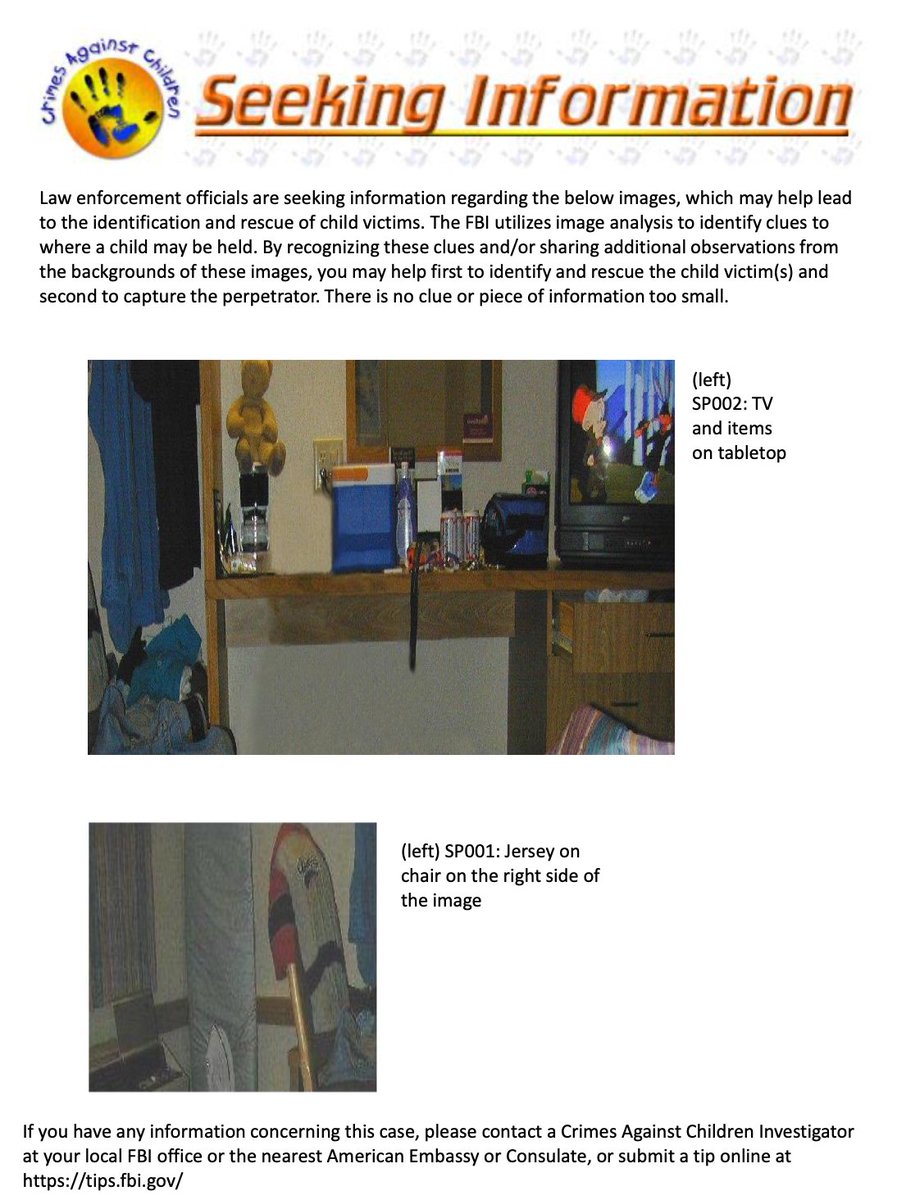 FBI's tweet image. Thanks to your help, the FBI has identified several images in the Endangered Child Alert Program collage! We added images, so take another look to help us find more clues. No detail is too small. Report tips at tips.fbi.gov. #SeekingInfoSaturday ow.ly/z32n50zbg8m