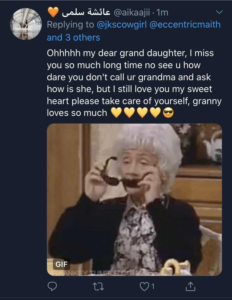 eccentricmaith's tweet photo. @jkscowgirl @aikaajii @Sa7ar_Abubaker @iam_buthaina @hobisbaex there are two types of grandma’s https://t.co/cbyBrj2XgY