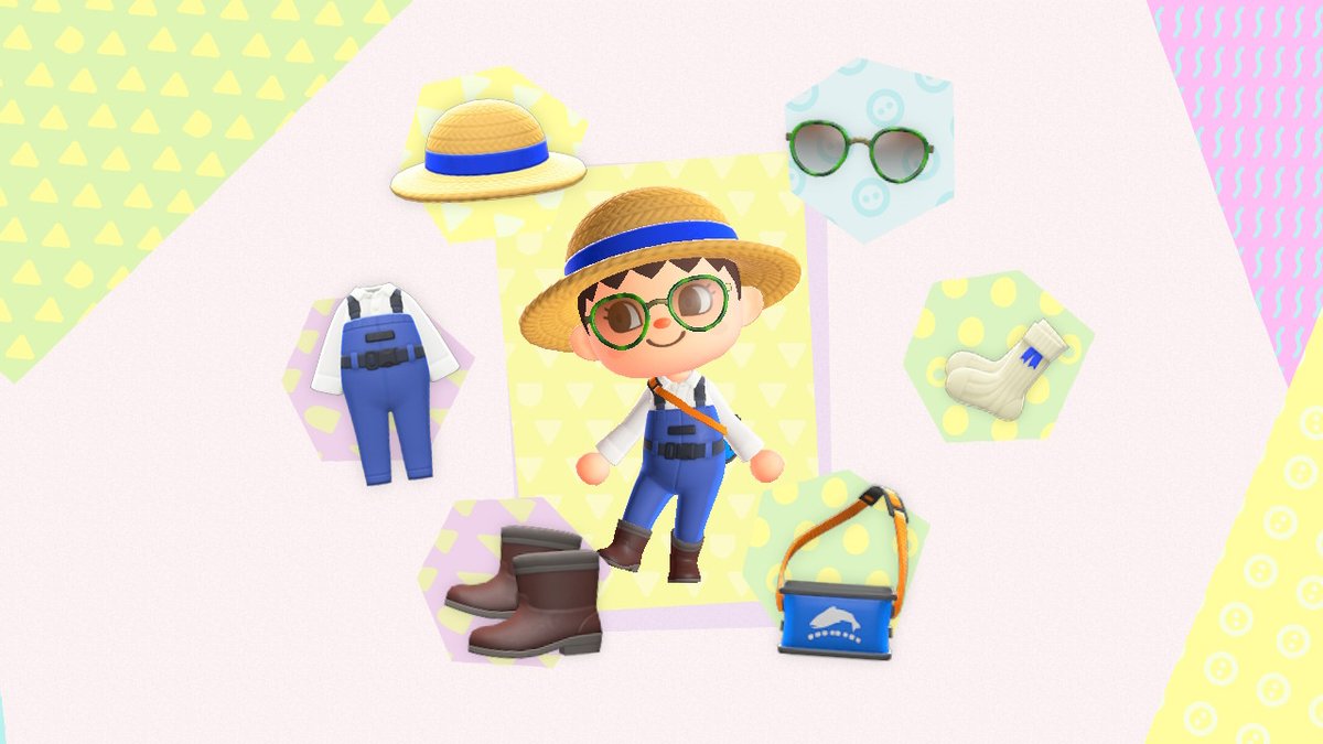 It's the Spring Fishing Tourney! Time to go full country. Fishing waders, straw hat, country socks (even though they don't show), round tinted shades to keep the sun at bay. Recycled boots work really well with this look, and it's rounded out with a tackle bag won in the tourney!