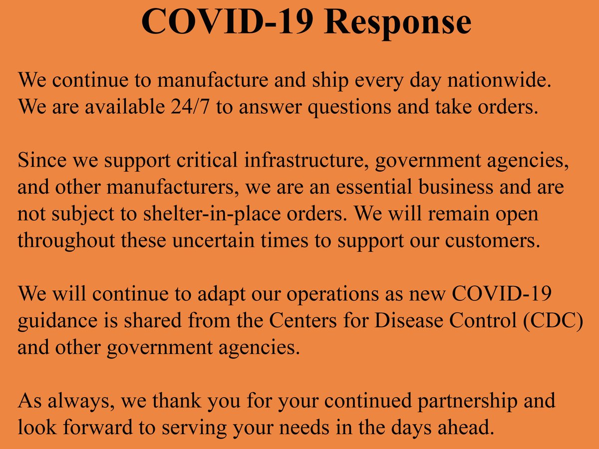 ArmsIndustries's tweet photo. COVID-19 Response
#COVIDー19 #HealthcareHeroes #healthy #safe #manufacturer #company #business #support #coronavirus https://t.co/q4HCanzHSB