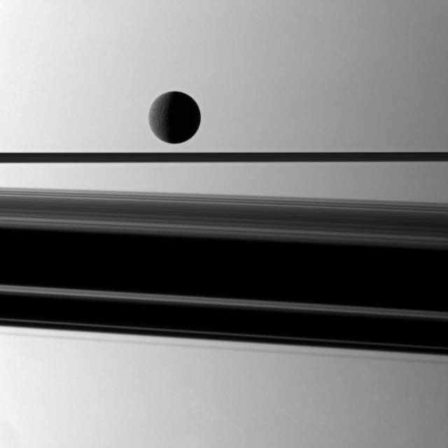 I also love these shots of Rhea, also by Cassini In the first you can see Epimetheus below Rhea