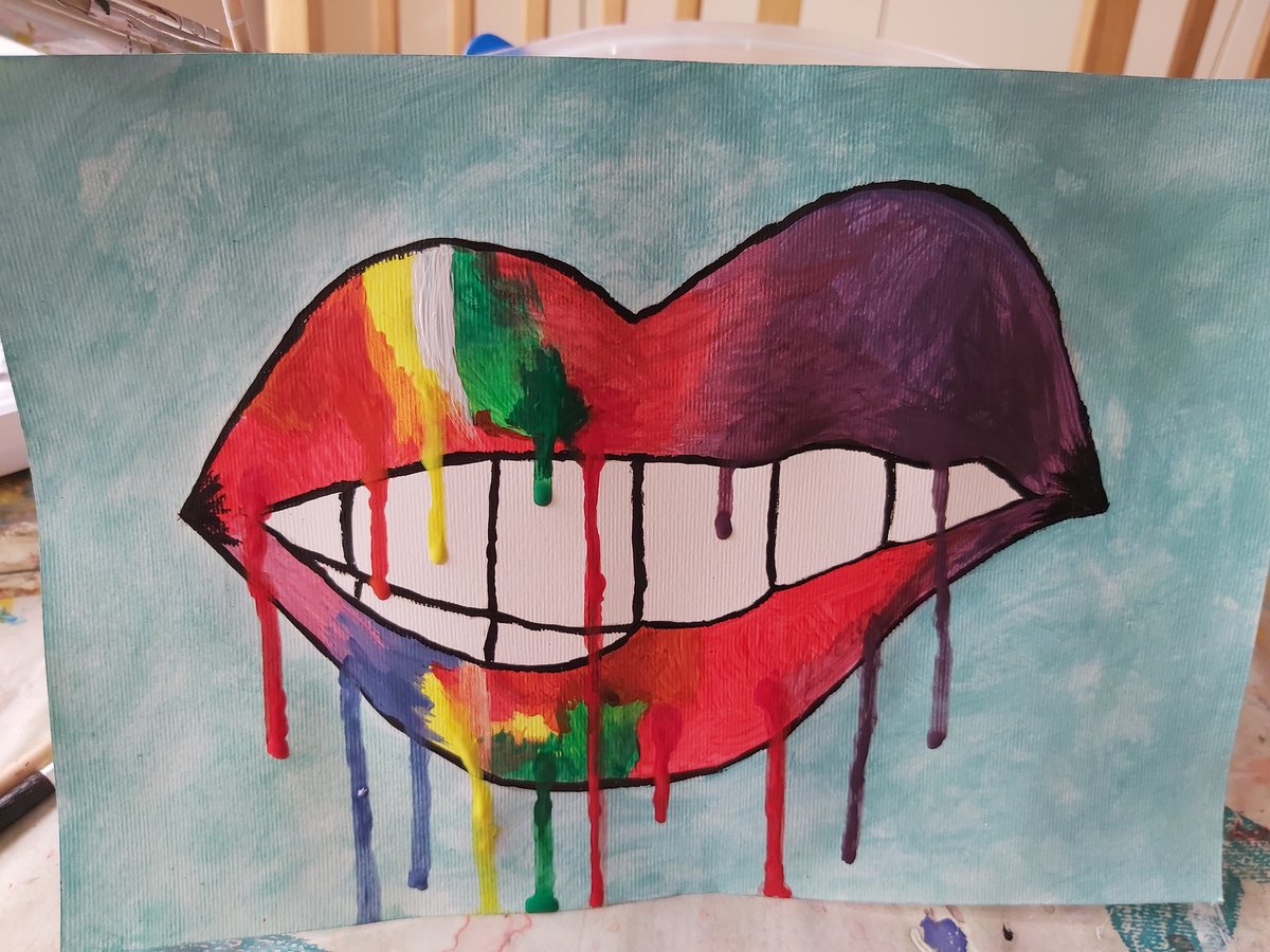 AmyNwd's tweet image. Been busy painting with my girls during all this.  Hope to do some soon with #p7fcps. Missing you all!! @FoxCovertPS