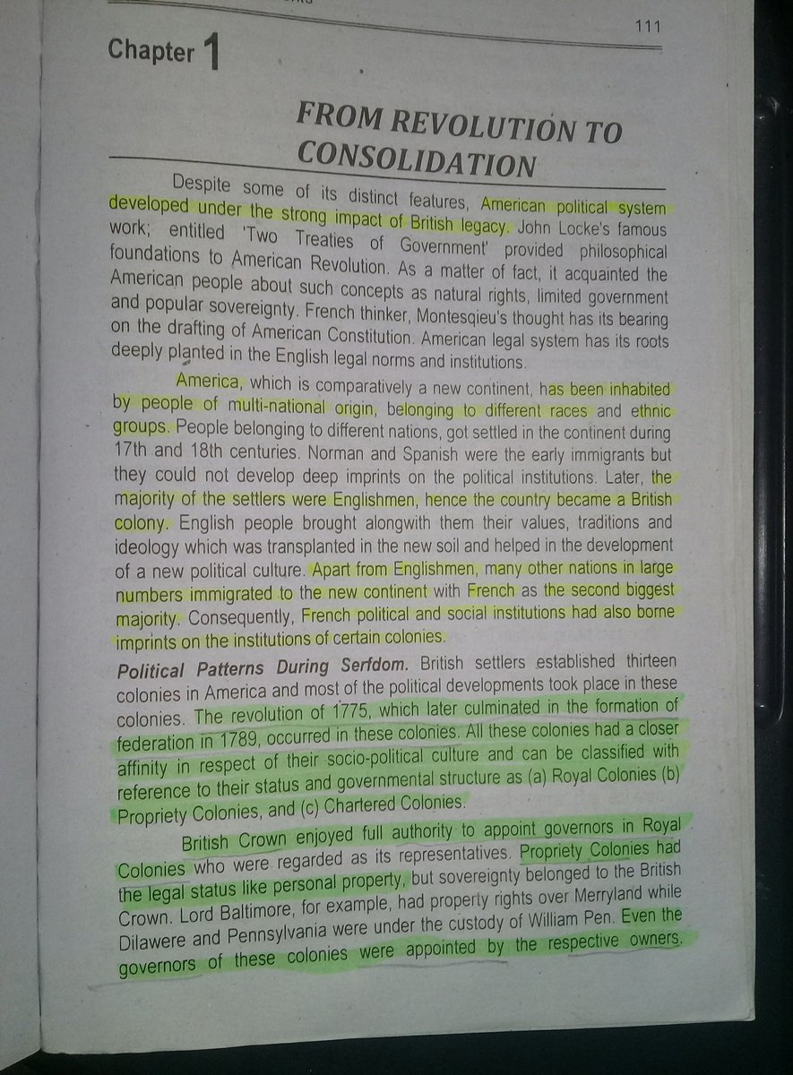 اسی دوران انگریز آبادی باقی یورپی گوروں سے زیادہ ہو گئی۔۔اور انگریز نے ہندوستان کی طرح امریکا پر بھی قبضہ کر لیا اور امریکا کو تیراں Colonial divisions میں تقسیم کر دیا۔۔ حکومت انگریز کی تھی پر آبادی White Europeans کی تھی۔۔۔اور پھر انقلابِ امریکا کا وقت آیا۔۔(جاری ہے )