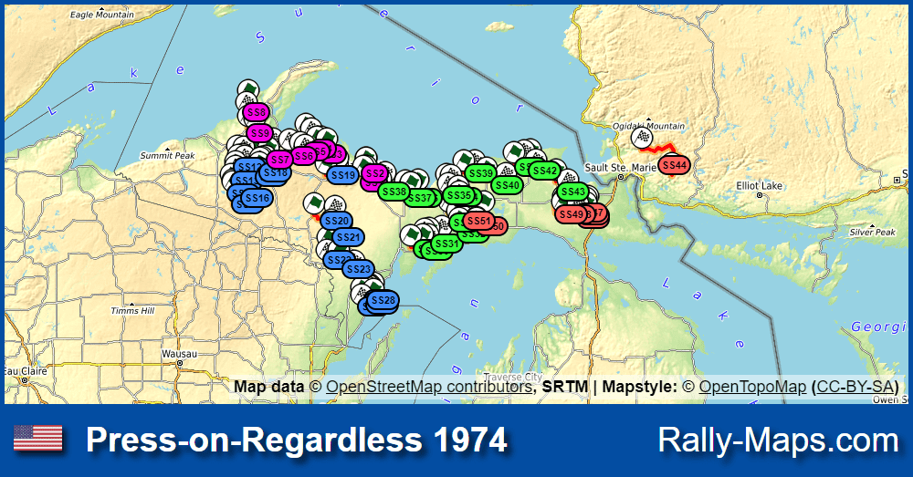 RallyMaps's tweet image. 🇺🇸 Press-on-Regardless 1974 was the second US-American #WRC rally ever. Unfortunately 16 of its 51 stages were cancelled, including SS44 which was planned to run in 🇨🇦 Canada. Many thanks to Martin 👍 for mapping! #USRALLY

➡️ rally-maps.com/Press-on-Regar…