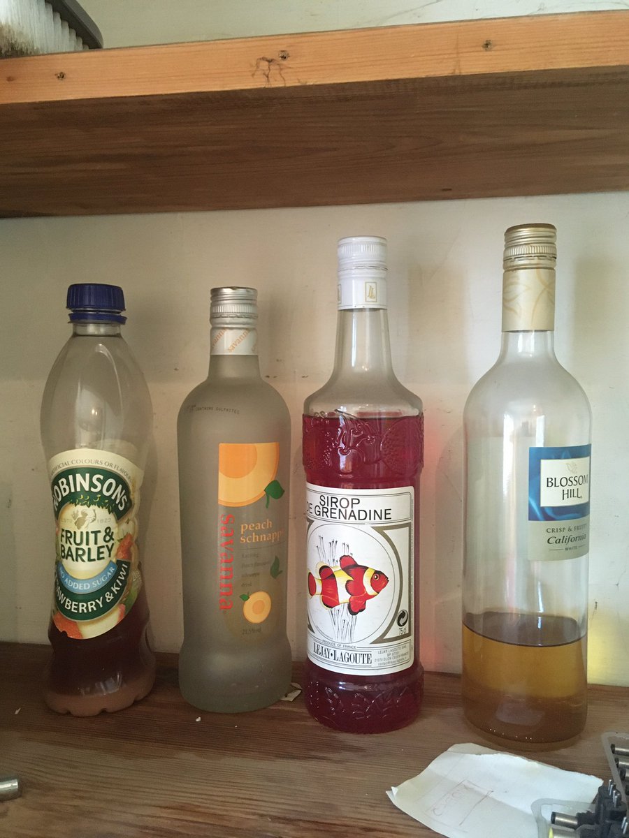 A very useful cupboard. No dead bodies (Phew!) Pans and old pillows  Some ancient booze, and Fruit and Barley with a use by date of July 2010. And a shoebox that I haven’t dared open yet. The Shoebox of Doom  (The End. For now)