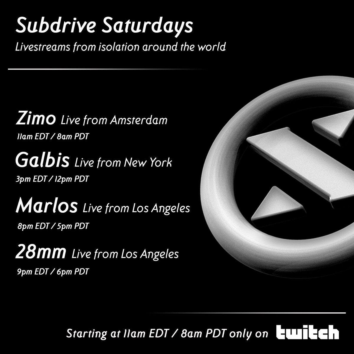subdrive's tweet image. Kicking off our #SubdriveSaturdays livestream with a set from Zimo live from Amsterdam. Tune in! twitch.tv/subdrive