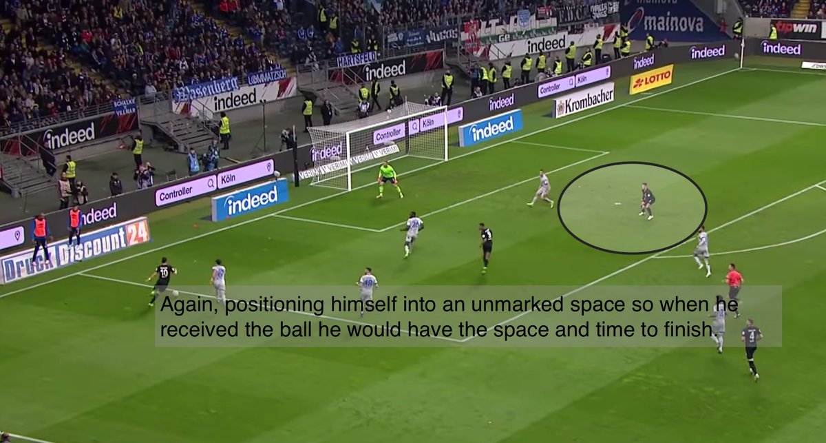 His movement and positioning are part of what makes him a deadly goal scorer, putting himself in positions where there are sufficient spaces for him to score goals. Below I will use some examples to show this off.