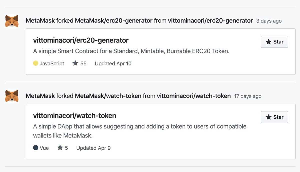 vittominacori's tweet image. Hi @metamask_io, just seen you are interested in something I'm done. Let me know if I could help you or if you can help me improving these repositories 🤣
#solidity #ethereum #web3js #metamask