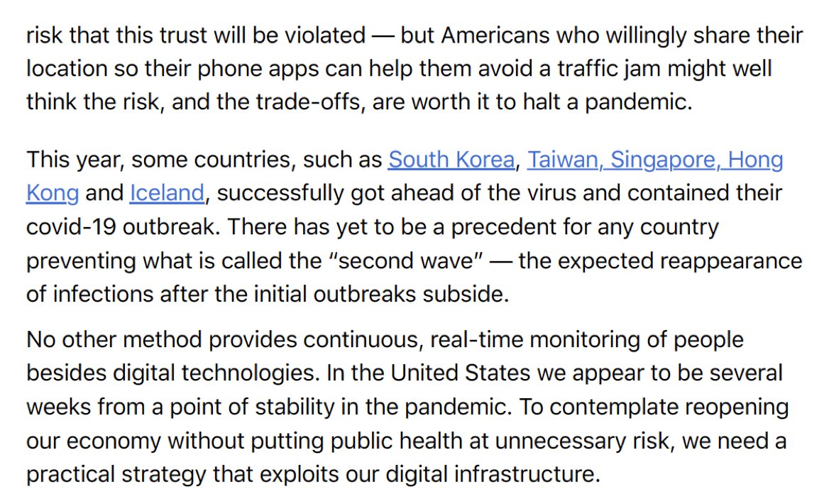 Most are advocating some version of massive testing as the guide. But doing that for a country of 330 million people is very challenging, w/ uncertainties of the tests, the need to serially assess, and to plan for a long surveillance (e.g. 18 months) periodFull text here 2/x