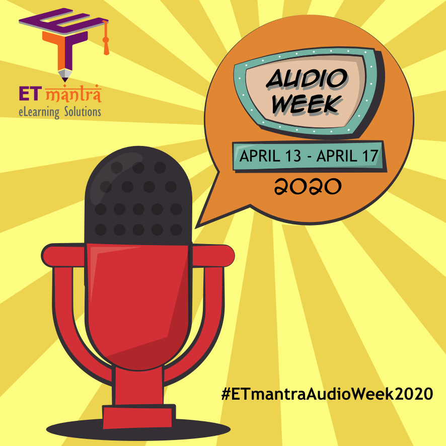 EtMantra's tweet photo. We are celebrating #AudioWeek from 13 April 2020-17 April 2020. During this week, you will learn about using audio in teaching, improving audio quality, starting and running your own podcast, using audio with other multimedia etc. use #ETmantraAudioWeek2020 on fb, twitter, insta. https://t.co/gCaVeIHupr
