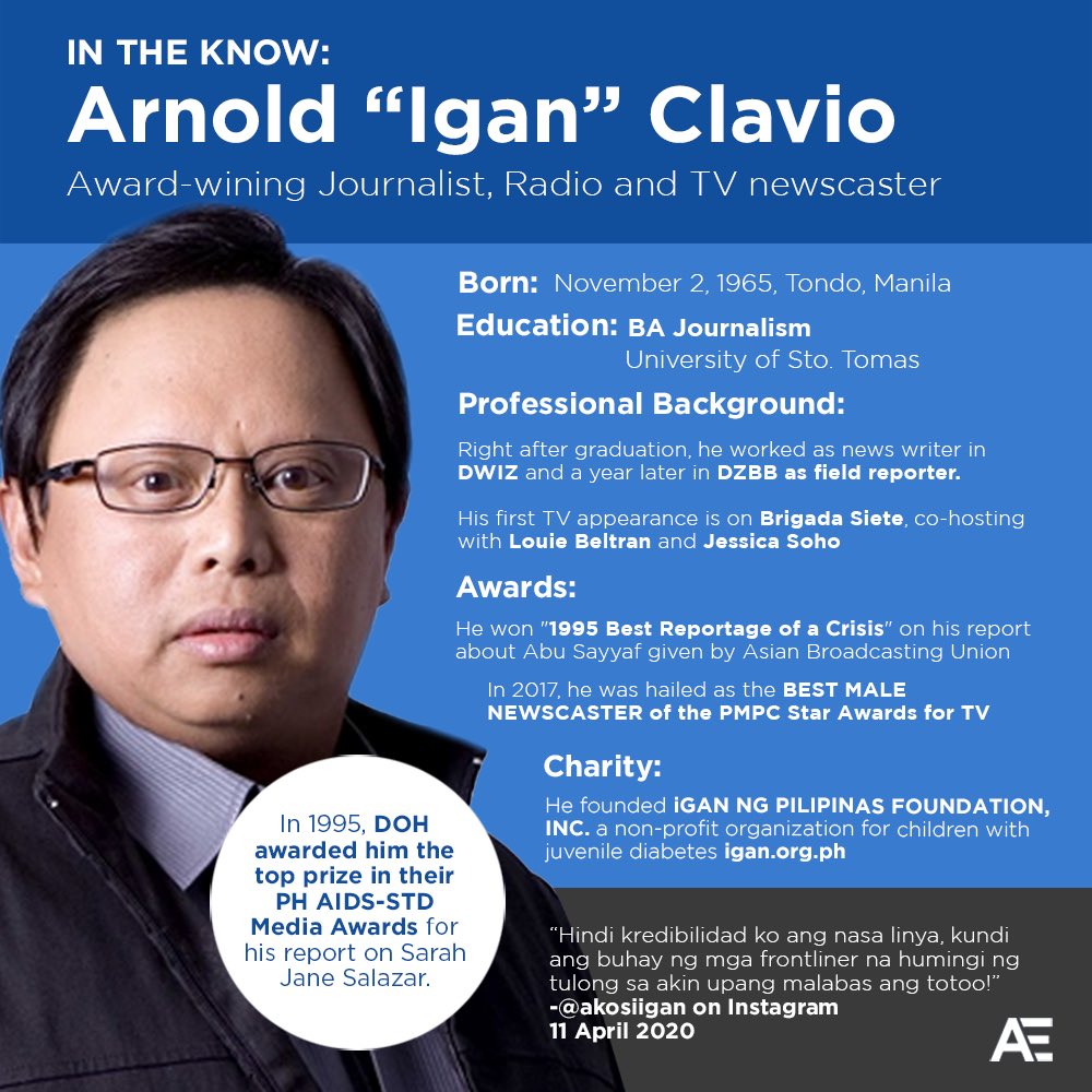 assortedge's tweet photo. IN THE KNOW: Arnold "Igan" Clavio of GMA lashed out concerns about the 'real' COVID-19 situation via Instagram post.

He received backlash from netizens but responded on a much recent post: "Hindi kredibilidad ko ang nasa linya, kundi ang buhay ng mga frontliner.” https://t.co/EFjEOTXUeR