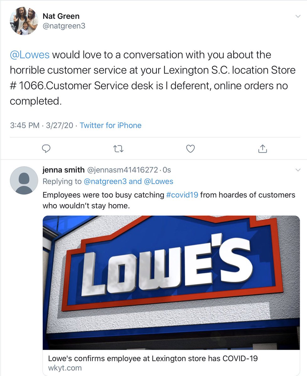 jennasm41416272's tweet photo. Dear #COVIDIOTS Before you send out a tweet bitching about bad customer service -Remember #COVIDー19 . Don’t be this guy. @natgreen3 @Lowes @SayNoToLowes @whyareweopened @covid_lowes @lowesassociate1 #UnionizeLowes https://t.co/fQXJFvom0w