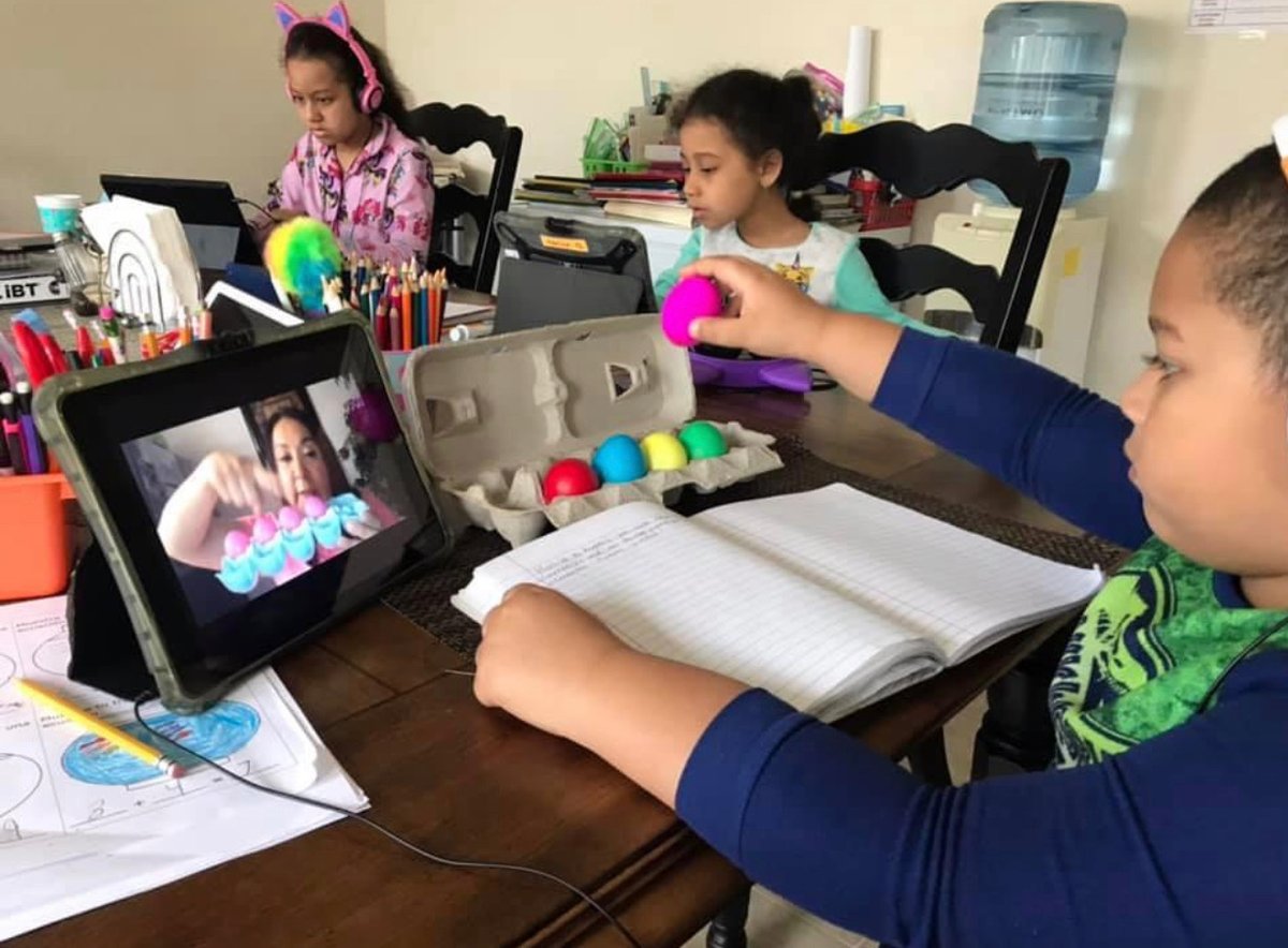 SAISDFoundation's tweet photo. Ms. Falcon utilizing distance learning and the upcoming Easter holiday to teach math to this Kindergarten student! #ConnectCampaign #DistanceLearning #SAISDStrong #SAISDFoundationImpact https://t.co/SE8zYmgBuD