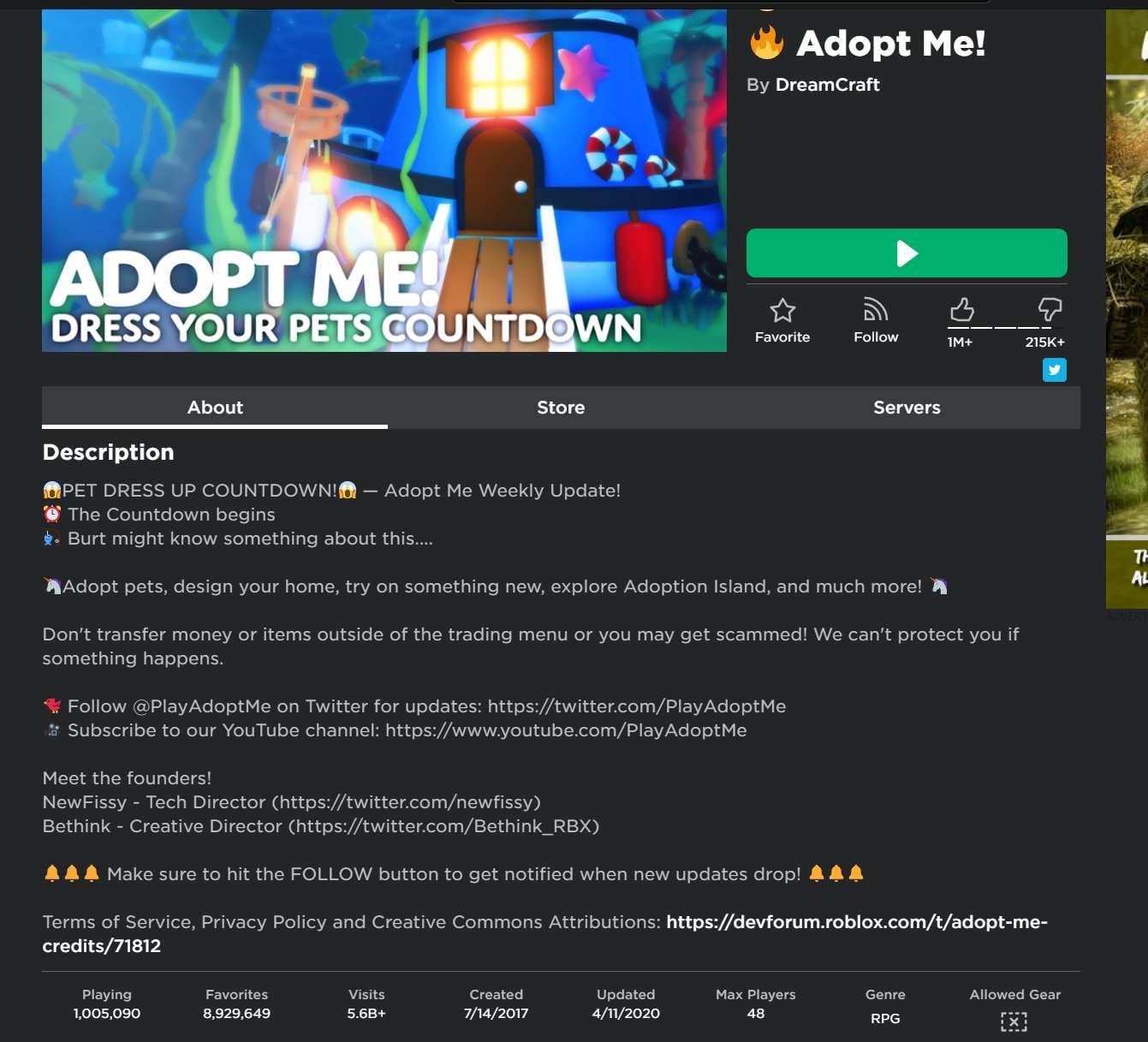 Fave On Twitter There Are One Million People Playing Adopt Me On Roblox Right Now When I Joined Roblox In 2007 There Was Less Than 21 000 Users Registered On The Entire Website - fave robloxfave twitter