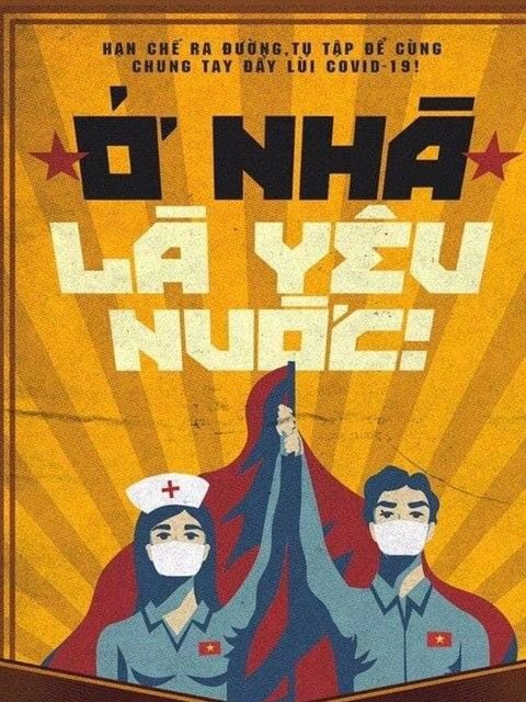 Vietnamese artists started joining the Covid19 fight by making propaganda pictures.It feels like the old (war) time is back :D"Staying home is patriotism""Avoid going out and fight the covid19 together!"