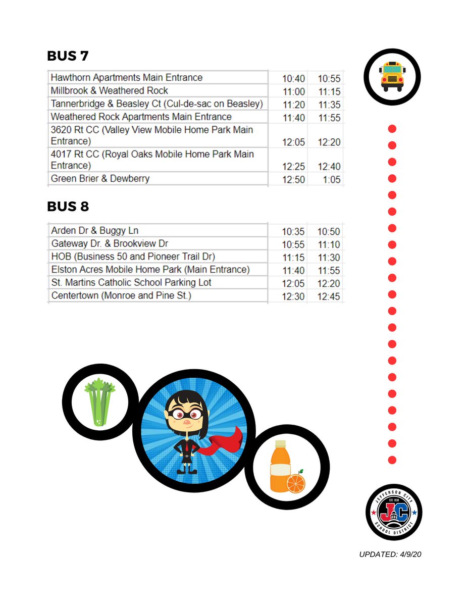 PASS IT ON: Starting MONDAY 4/13 we will have several changes to our bus stops for meals. We are also excited to announce that thanks to a collaboration with <a href="/bgcjcmo/">Boys & Girls Club</a> we will now be providing breakfast, lunch AND dinner for students!! #JCStrongerTogether