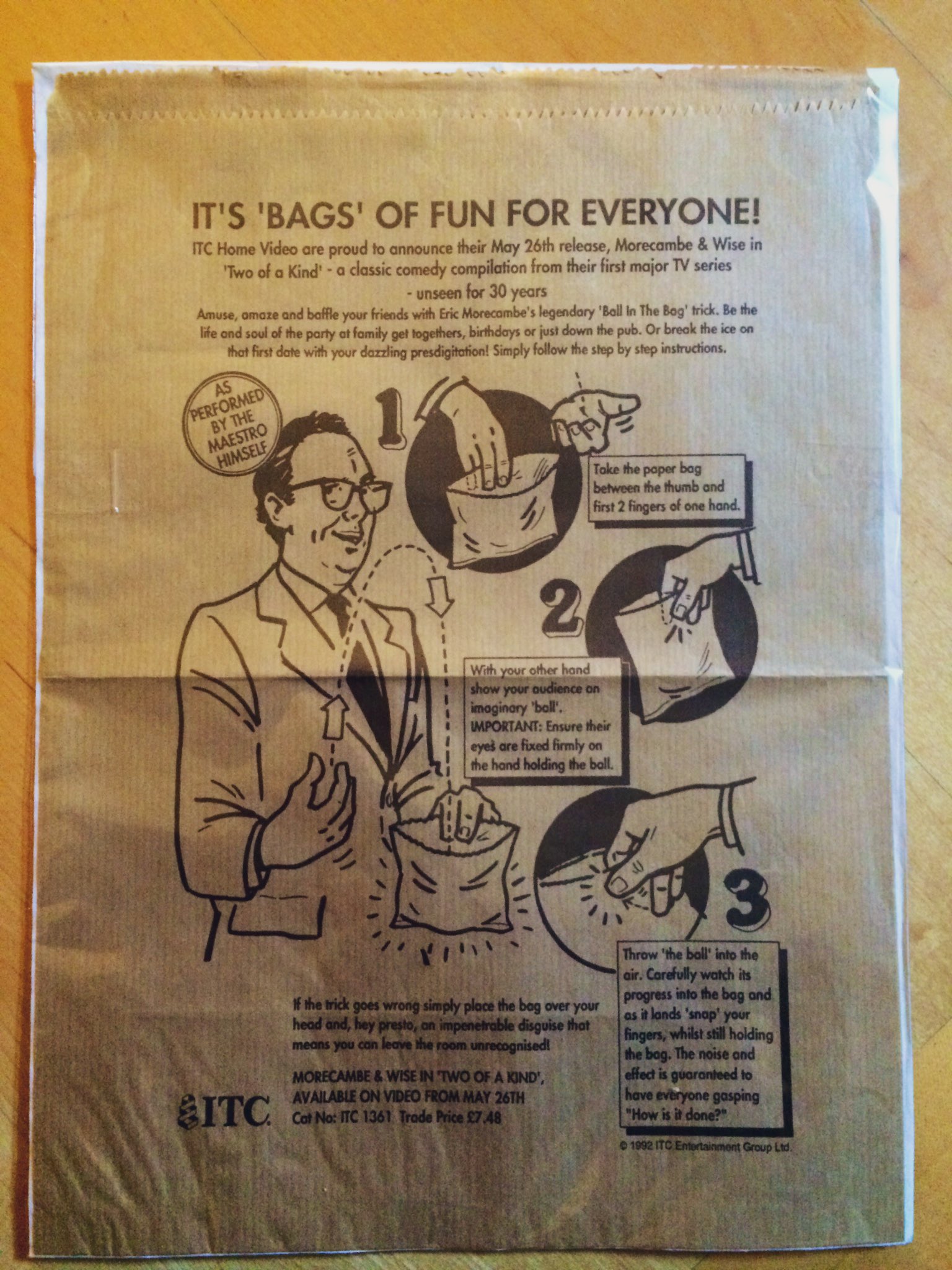 The Morecambe Wise Archive On Twitter Fromthearchives Here You Go Keep Yourself Entertained For Decades By Learning The Eric Morecambe Paperbag Trick You Ll Need A Paper Bag Crisp Bag Or Something Similar And
