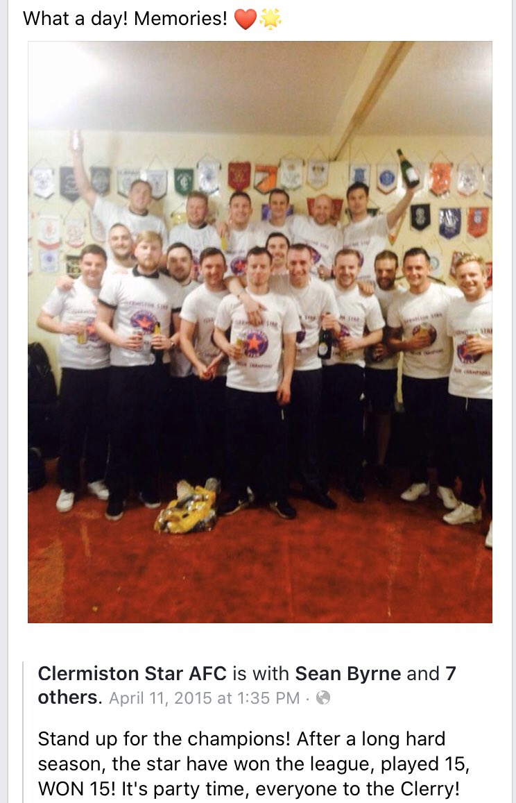 Five year memory today! What a team! #LeagueChampions #ClerryStar 🤘🏻🌟💜