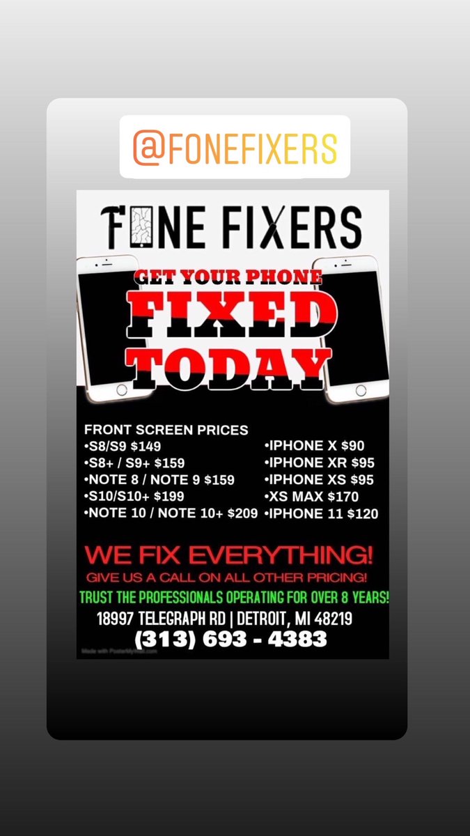 CrimeInTheD's tweet photo. Follow @fonefixers for all your smartphone repair needs. iPhones, Androids & more. #SameDayRepairs #CertifiedTechnicians @fonefixers https://t.co/8Hxk2FugD0