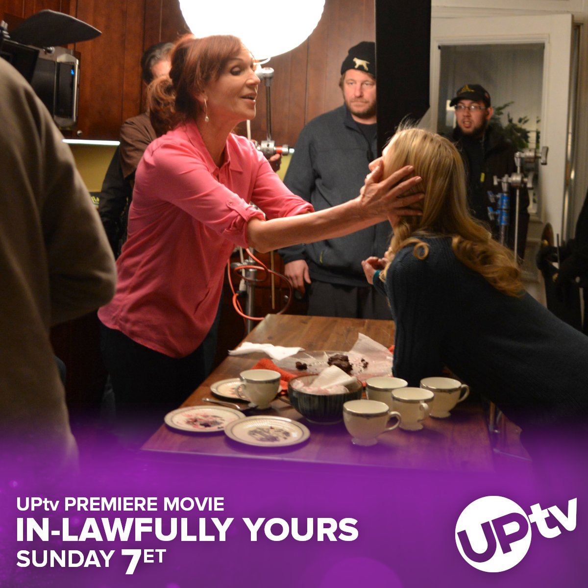 UPtv's tweet photo. Here is a small behind-the-scenes peek at the #UPlifting UPtv Premiere Movie Event, #InLawfullyYours, starring @ChelseyCrisp and @philipkboyd this Sunday at 7 PM ET on UPtv! #InThisTogether #moviestowatch #movienight https://t.co/4saQDJlJoc