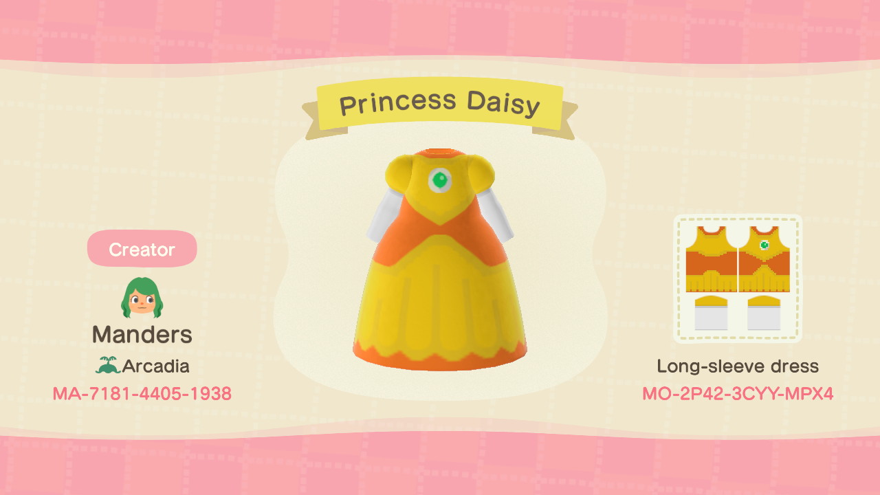 Manderzx27 on Twitter: "#PrincessDaisy #Mario #CustomDesign #AnimalCrossing  #ACNH #NintendoSwitch https://t.co/nuuFco1LbW" / Twitter