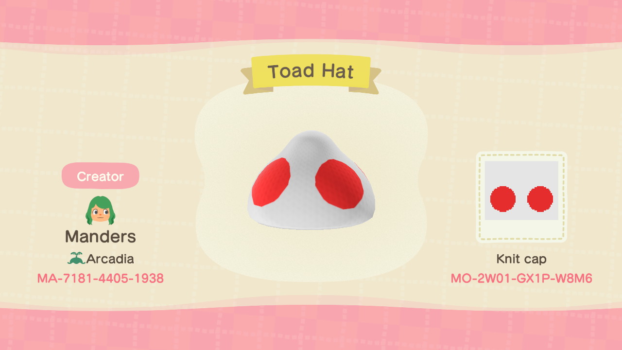 Manderzx27 on Twitter: "#Toad #Mario #CustomDesign #AnimalCrossing #ACNH  #NintendoSwitch https://t.co/rJQqUbn6Ue" / Twitter