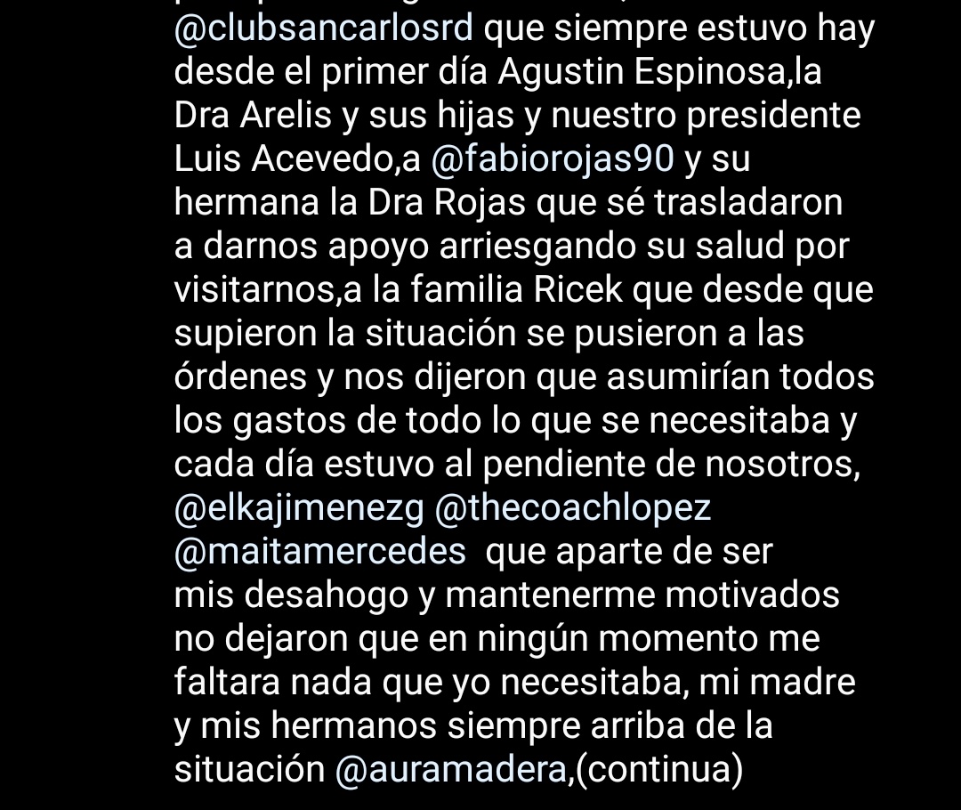 RichardBazil's tweet photo. Mensaje que compartió el dirigente @david_diaz7 en su cuenta de Instagram, quien hoy dio negativo a una primera prueba del COVID-19 tras permanecer en cuidados intensivos por este virus desde el 21 de marzo, fecha que lo anunció @clubsancarlosrd. ¡Dios obrando con sus hijos! https://t.co/qzFgPE5wr0