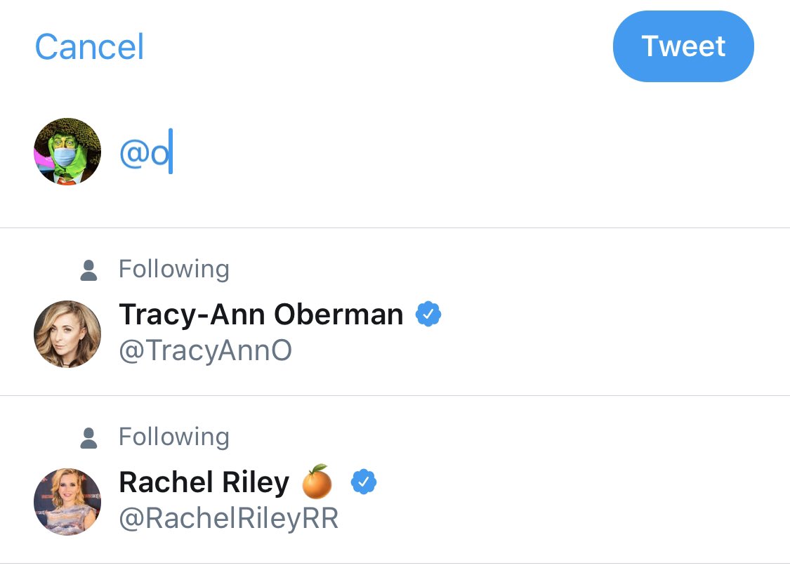 J  @jeremycorbyn O  @TracyAnnO O  @RachelRileyRR S  @SirBasilBrush Y  @YorkshireIsrael This is totally legit (see screenshot in tweet below). I'm not sure why RR came up when I typed "O" (or Tracy) but that's one hell of a quarantine house.Let the party begin!!! https://twitter.com/iaindale/status/1249004594883170304