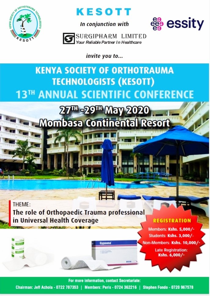 13th Annual Scientific Conference 
#Schedule: 27th - 29th May 2020 
#Venue: Mombasa Continental Resort