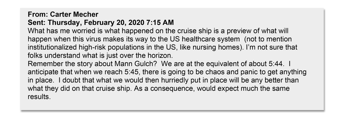 Soon, their concern turned to alarm. And then fear. As they could see a wave of death coming to the US, unless President Trump & his team acted, urging states with hot spots to move social distancing/targeted closures. Dr Mecher is a medical adviser at Veterans Administration.