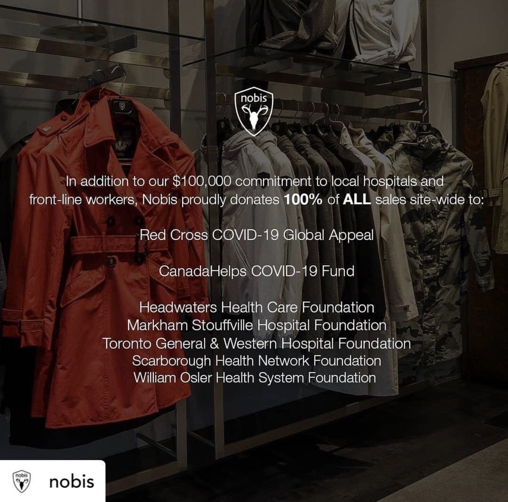 A wonderful thing my friend Robin Yates <a href="/NobisInc/">NOBIS</a> is doing! We are delighted to announce a three-week global initiative where 100% of ALL online sales will be donated to protect frontline health care professionals who continue to spearhead the fight against COVID-19.