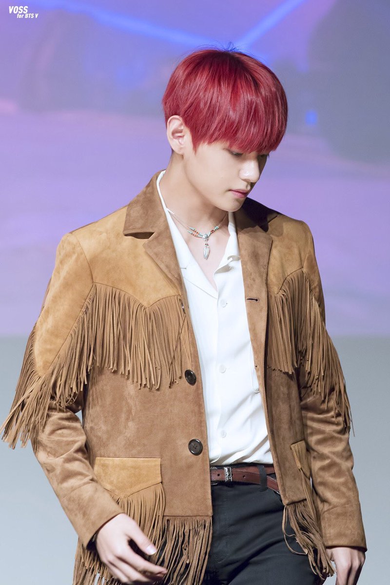 i miss 2016 red hair taehyung  short lived BUT HELLA POWERFULㅡ this is my fave hair color for taehyung. imo, this shade of red fits him perfectly i wanna see him again w/ this shade of red BUT no.. i cant handle this taehyung because its too much for my *heart* @BTS_twt