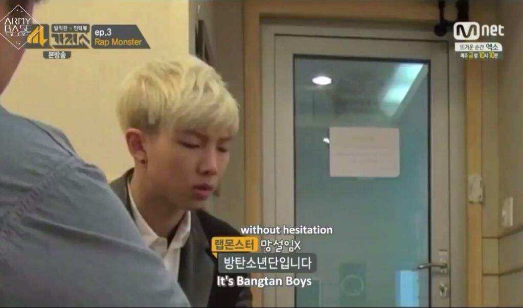when namjoon had to choose solo or bangtan boys, and he said bangtan boys with 0 hesitation
