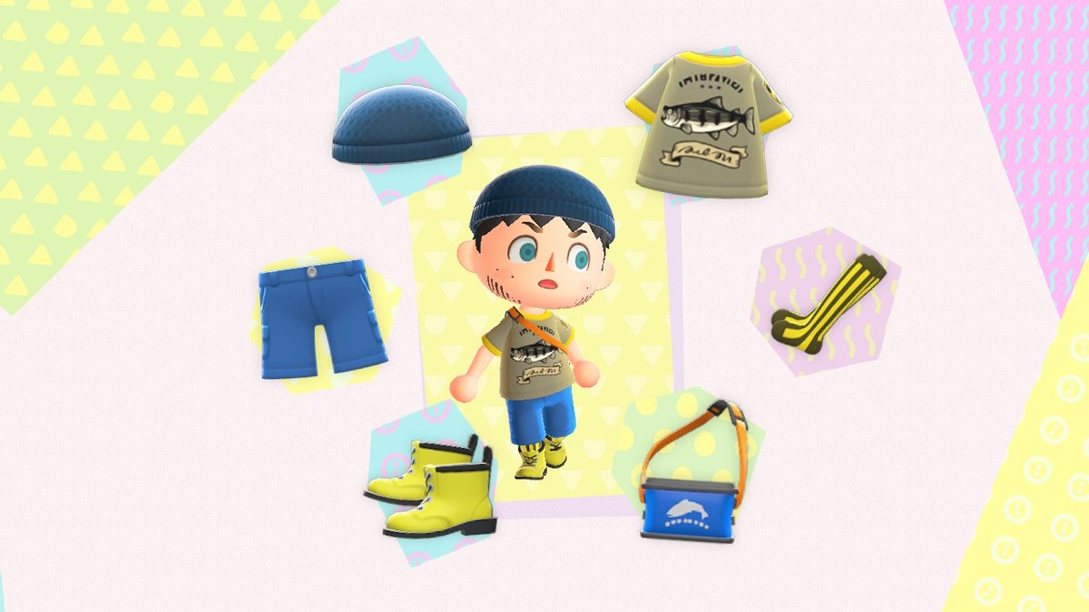 Andy_Amarante's tweet photo. Petite tenue pour le concours de pêche 8D #AnimalCrossing #ACNH #NintendoSwitch https://t.co/S2JJSDYXig