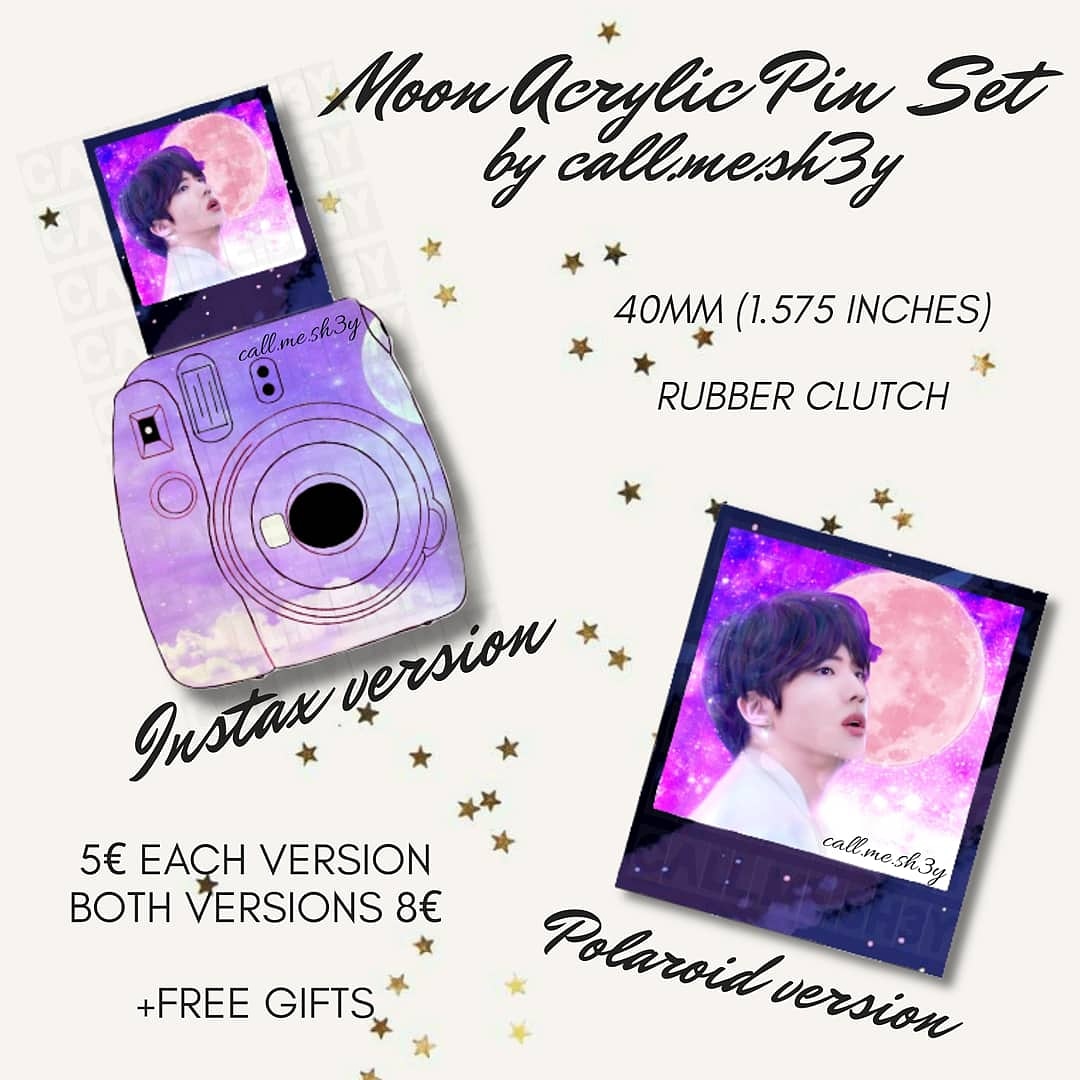 🇷🇺[RU GO] RT PLEASE

BTS Moon Acrylic Pin Set от @call_me_sh3y
 
🌟Информация:
• акриловый пин (polaroid/instax ver.)
• резиновая застежка
• секретный подарочек

🌟Стоимость: 
• за 1 шт. — 450₽
• сет — 750₽

🌟Сроки: 
• запись до 27 апреля 
• оплата с 28 по 29 апреля