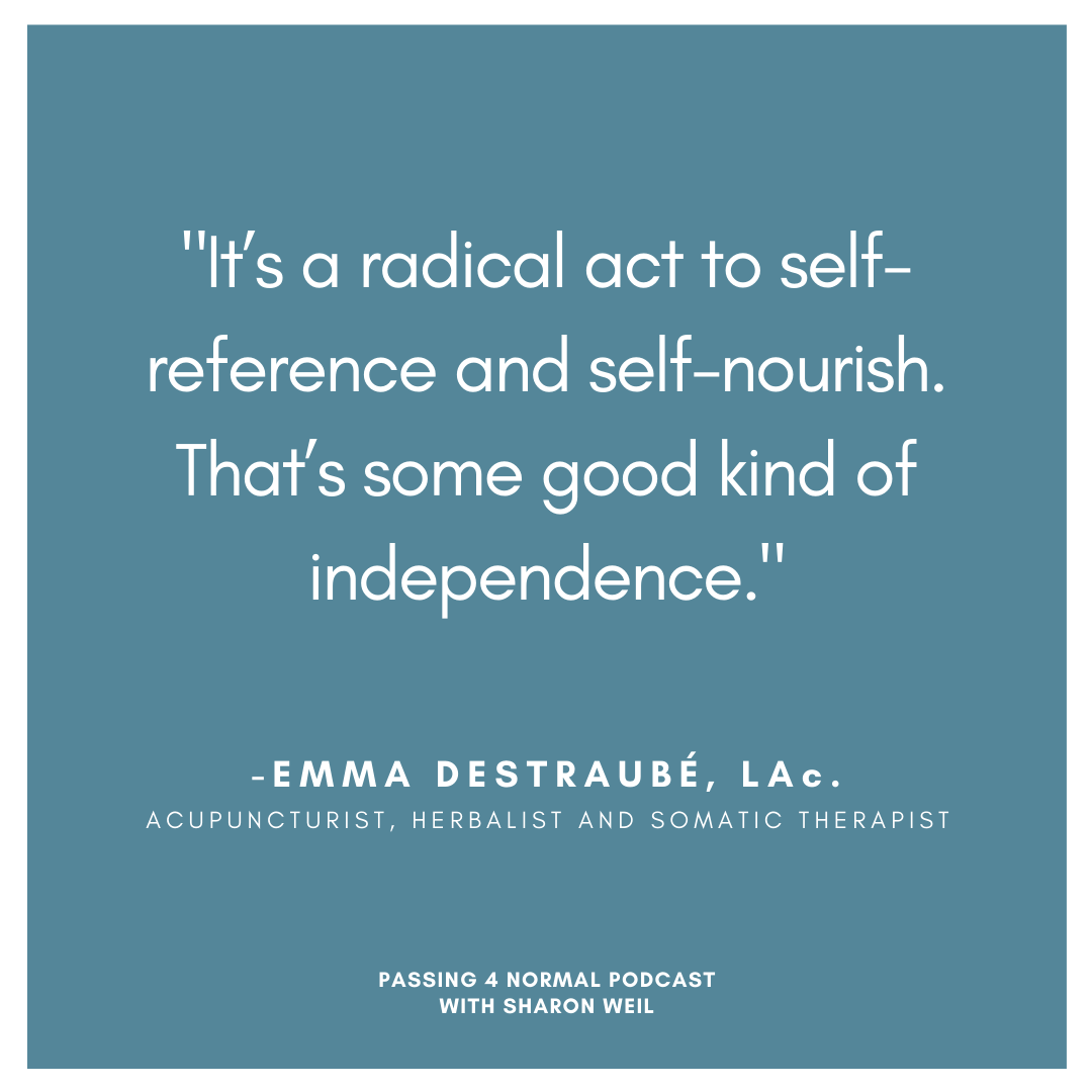 changeabilitybk's tweet photo. Touch can build #immunity. In this episode of Passing4Normal podcast, Emma Destrubé, acupuncturist, herbalist and somatic therapist, tells us how to use acupressure points to take care of our health. Listen: https://t.co/6sysUW6ydx #acupuncture #healing #covid19 #wellbeing https://t.co/t5UOdtu1ZZ