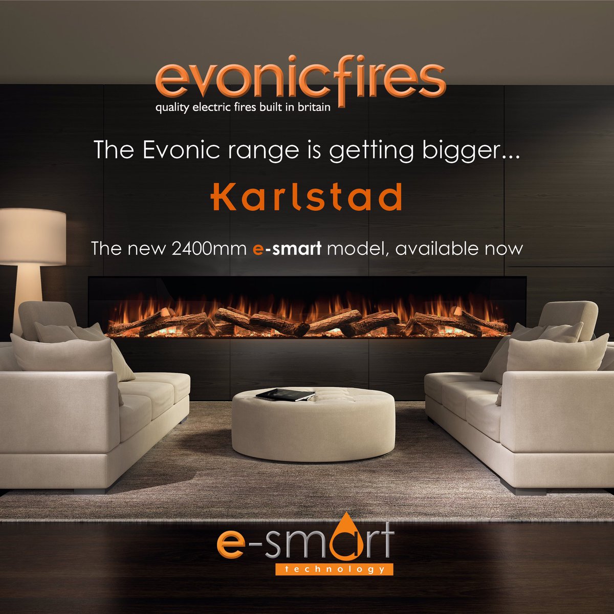 Part of our ground breaking e-smart range, the Karlstad features a 2400mm flame effect, six pre-set flame designs to choose from, is fully app controlled and works with amazon Alexa evonicfires.co.uk @evonicfires #newproducts #newrelease #smarttech #fireplace #britishmade