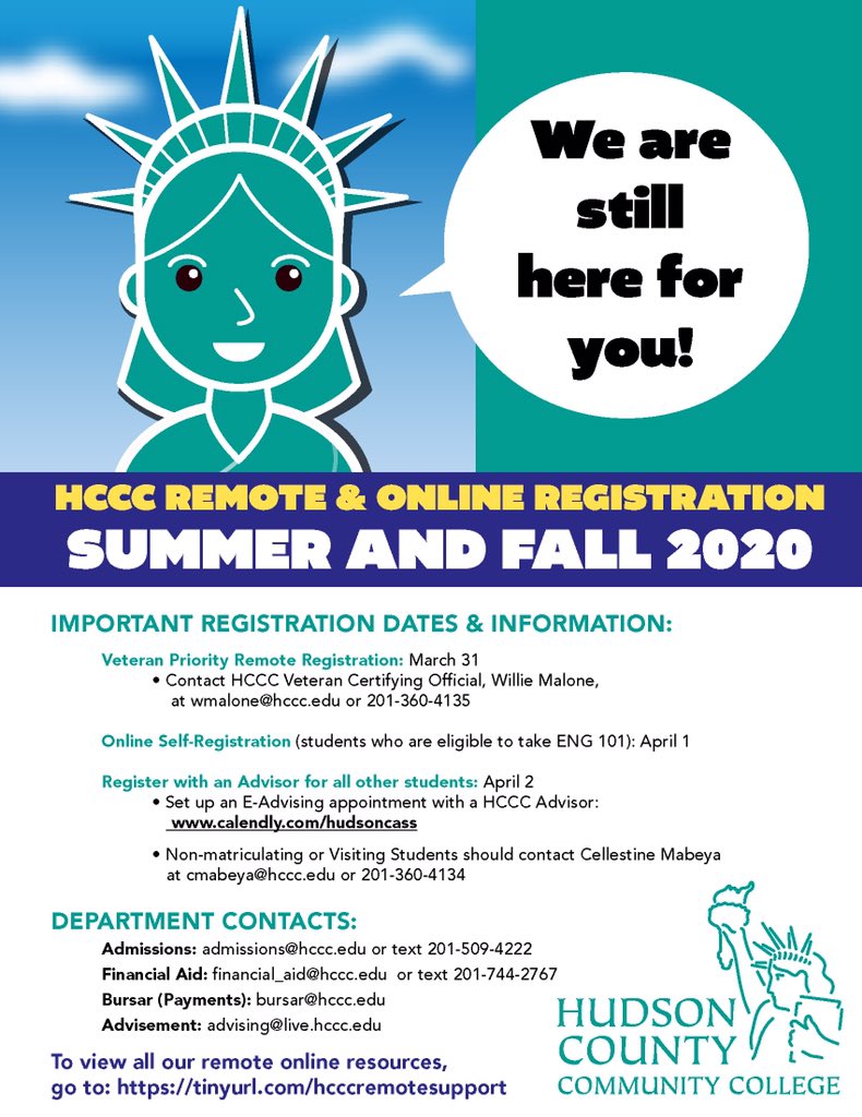 HudsonCCC's tweet photo. #HCCCIsHereForYou #RegisterNow #HCCCSummer2020 #HCCCFall2020 https://t.co/Kb1oXdLM18