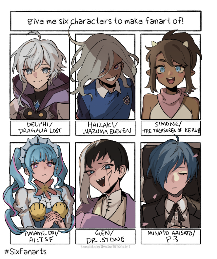 done,, thanks for all the suggestions, sorry i couldnt do them all ?? #sixfanarts 
