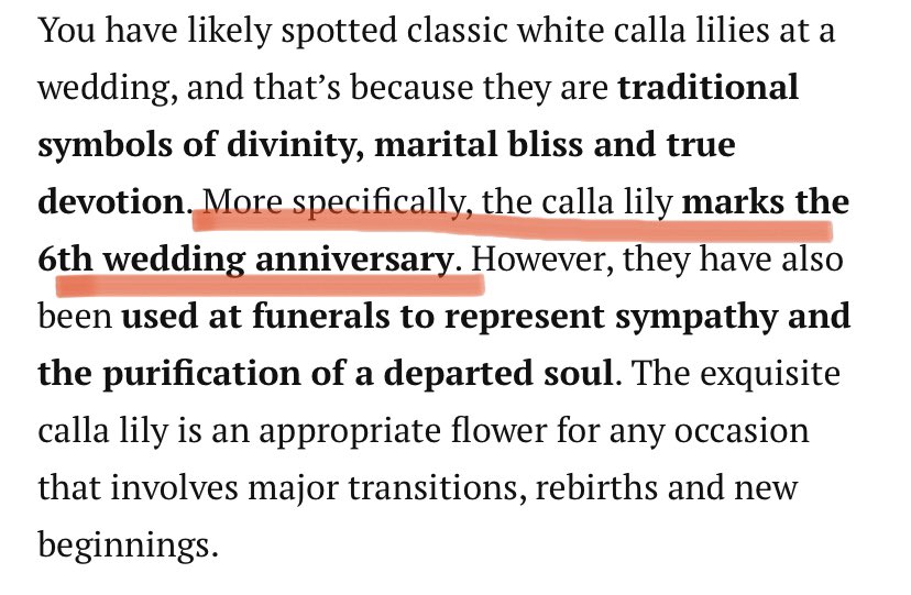 GUYSSSS- Calla Lilly which is pictured beside Yugyeom symbolizes 6th wedding anniversary. This year also marks the 6th year anniversary of GOT7 not only do the Lilly represent just love, but also 6th year anniversary of love, devotion and divinity I’m crying   @GOT7Official