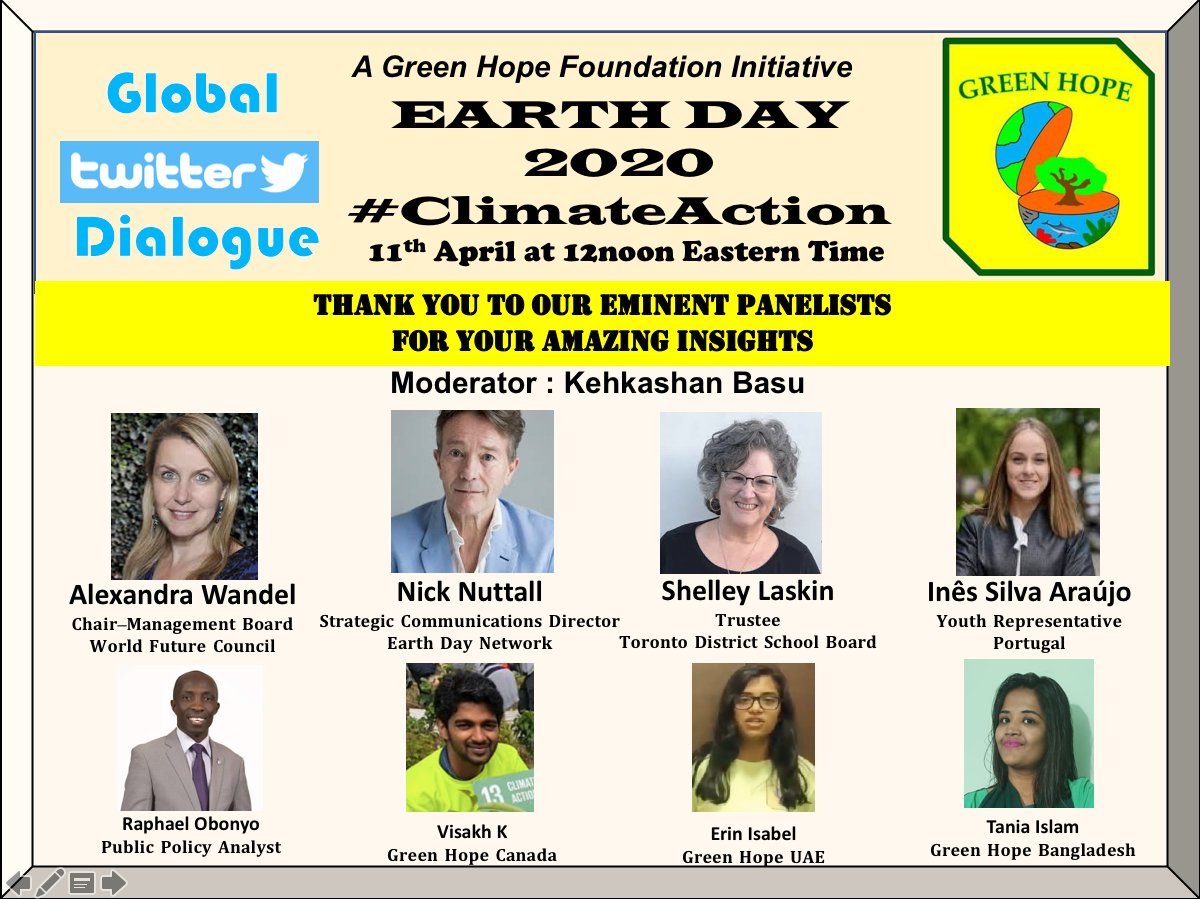 KehkashanBasu's tweet photo. Thank you everyone 4 sharing your views.We need to work together and promote intergenerational solidarity in order to get the future we want! @shelleylaskin @Nick_Nuttall @kvvisakh @RaphaelObonyo 
@erinisabelanand @WandelAlexa @TaniaIs78374723 @InesSilvaAraujo #GreenHopeEarthDay https://t.co/PqZDPDhlsq