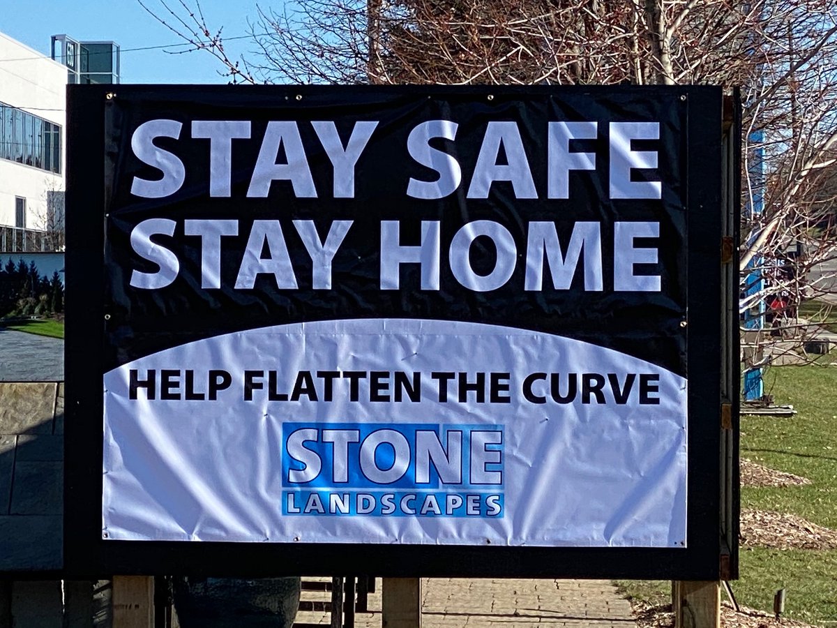We're going to get through the COVID-19 pandemic by working together. Your job ... #stayhome. Thanks @stonelandscapes for reminding our community with positive messaging to #flattenthecurve