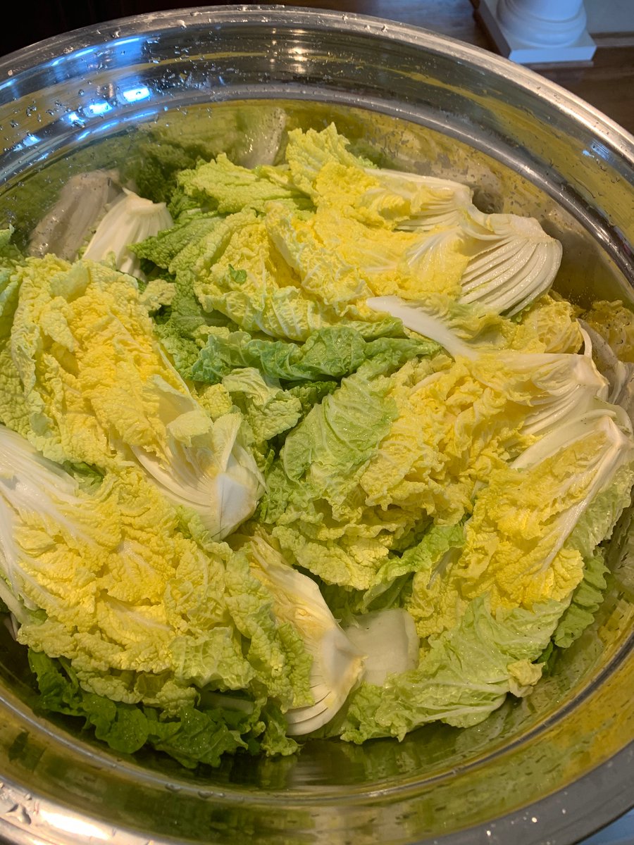 Here’s the quartered and salted lettuce.